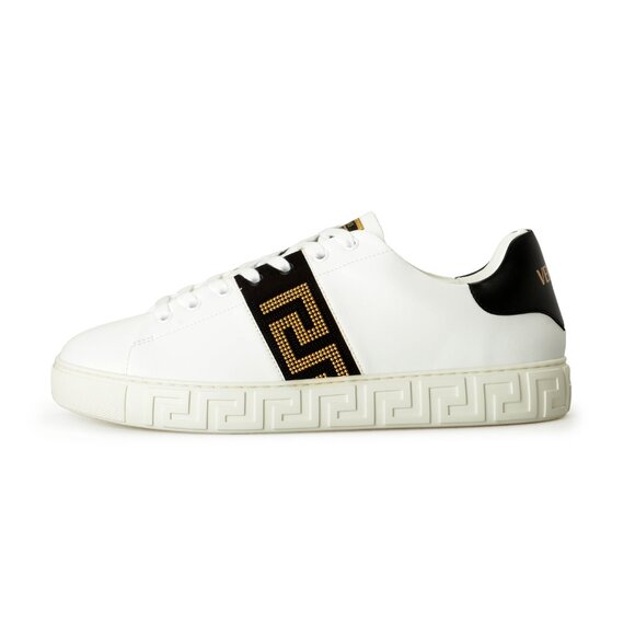 Versace Men\'s Studs & 100% Leather Greeca Stripe Sneakers Shoes US 11.5 IT 44.5 main image 7